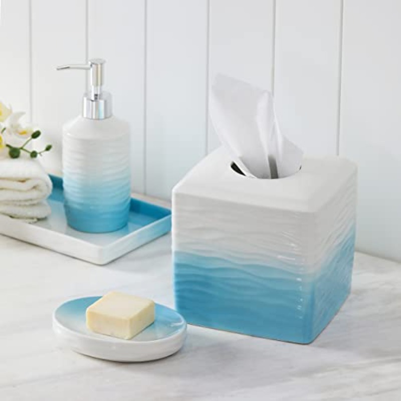 ceramic tissue holder box - modern bathroom decor with   lid, elegant toilet paper organizer for bathroom, kitchen, living room - durable ceramic construction, minimalist home decoration in   gradient (compatible with standard tissues), tissue box holder, facial tissue holder, kleenex box holder, kleenex box cover, tissue box cover Product details 2