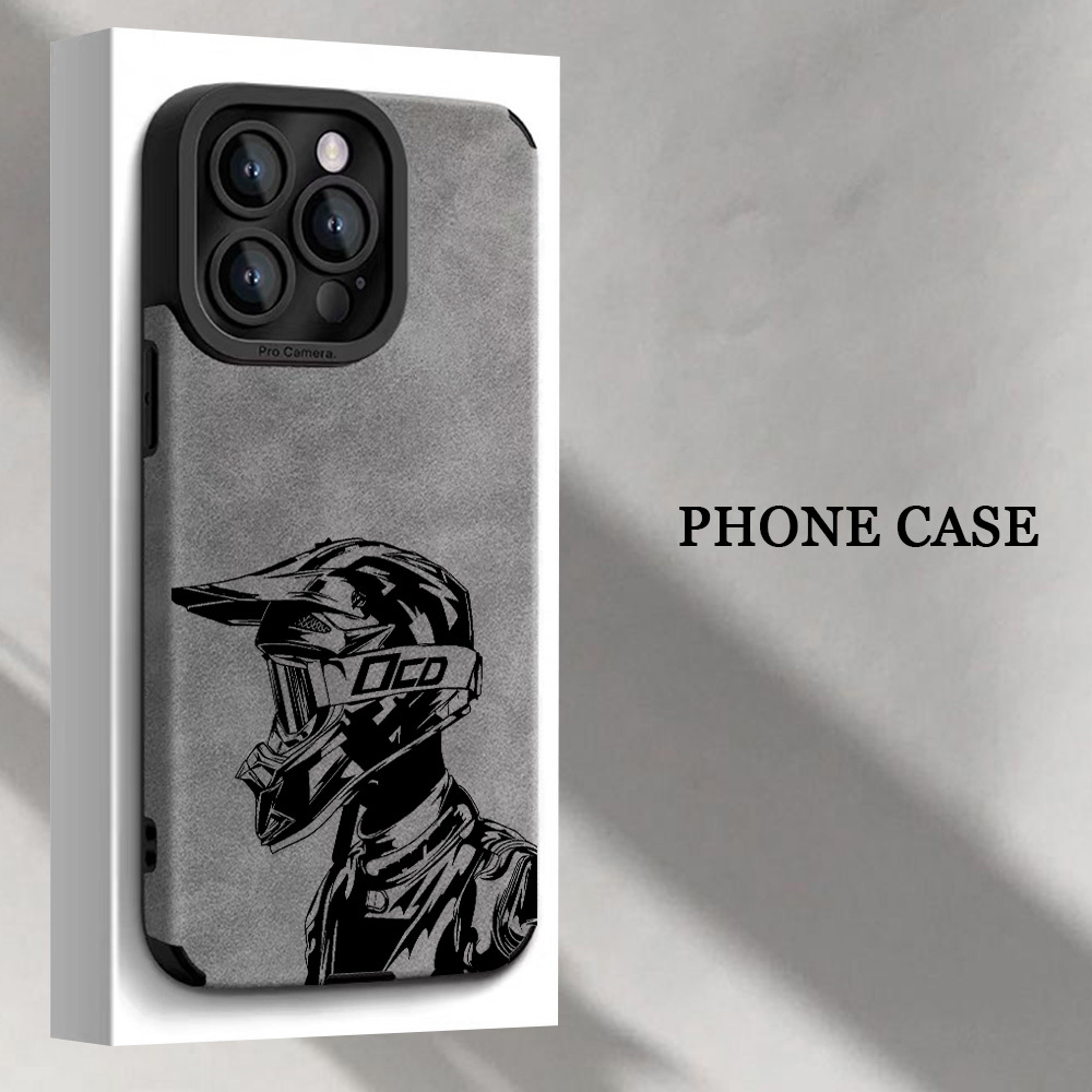 TEMU Phone Case: Motorcycle Helmet Figure Pattern Phone Case, Vintage Simple And Stylish Design, New Angel - Tpu Phone Case, Trendy Holiday Gift For