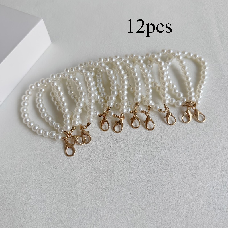 TEMU 12pcs Pearl Short Chain, Bag Keychain Mobile Phone Chain