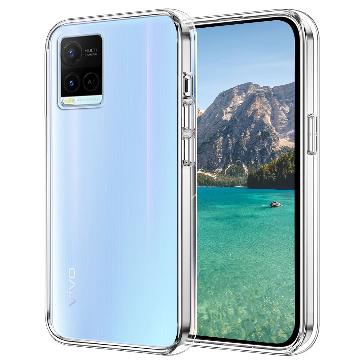 TEMU Carcasa flexible y resistente a para Vivo Y21/Y21S/Y21E 4G/Y21A/Y21G, que protección total contra rayones con trasera transparente.