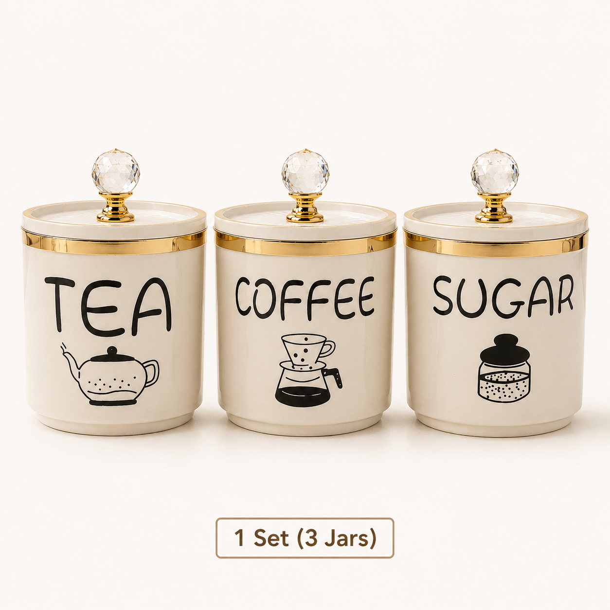TEMU 1 Jar Or 3 Jars, Crystal Knob Ps Storage Canisters With Silicone Seal, Tea Coffee Sugar Containers, Kitchen Countertop Pantry Organizer