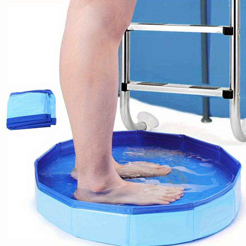 Image of Portable Folding Foot Bath Basin For Swimming Pool Entry, Pvc Composite Collapsible Foot Wash Tub, Essential Pool Cleaning Accessories With Multiple Components