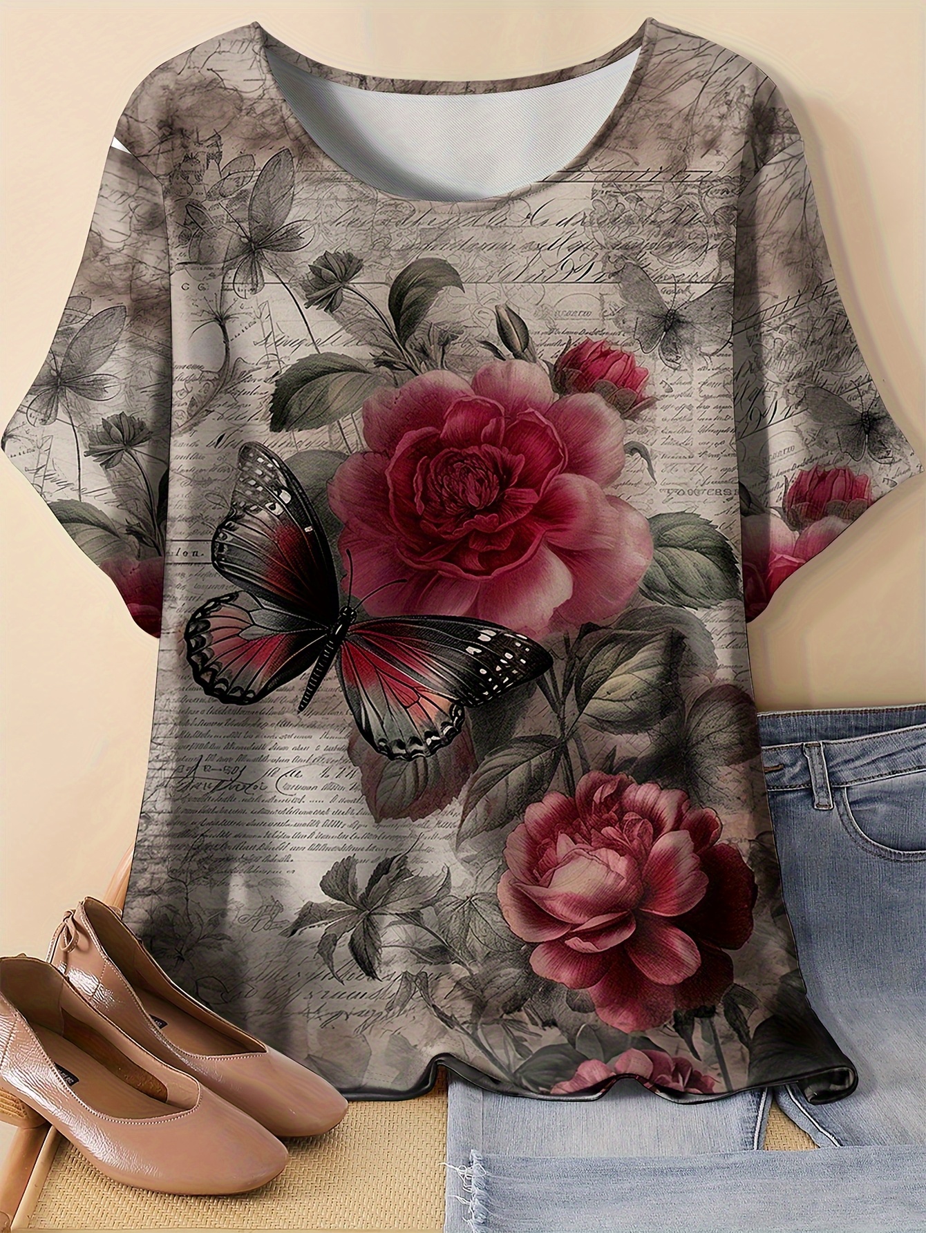 Treat Ürself Rose accent shirt blouse Rose accent shirt blouse – Treat Ürself