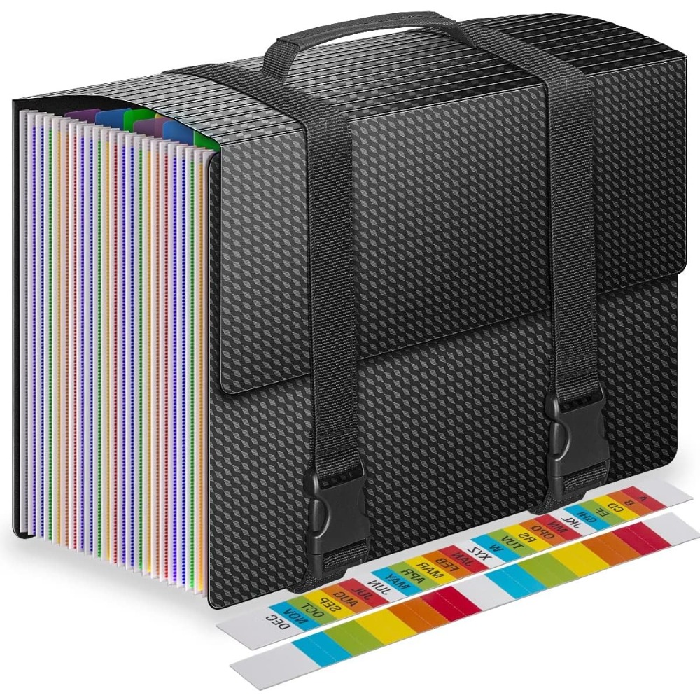 A4 Letter Size Expanding File Folders, 25 Pockets Accordion Filing Organizer, Portable Handheld Document Box For Office School Organization