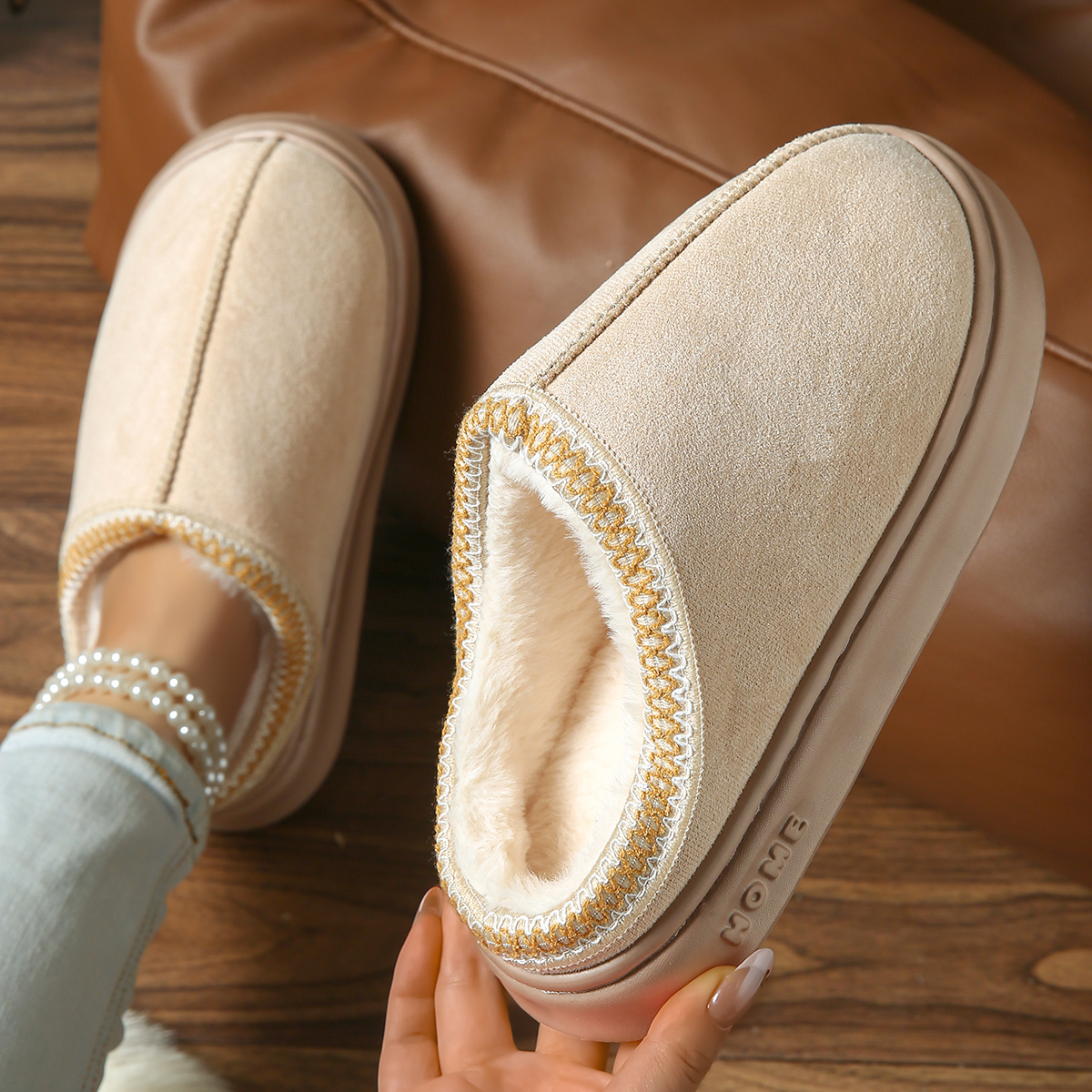 Image of 2026 Women's Fashion Casual Platform Home Boots, Women's Winter, Comfortable, Casual, Solid Color, Ankle Boots, Women Shoes
