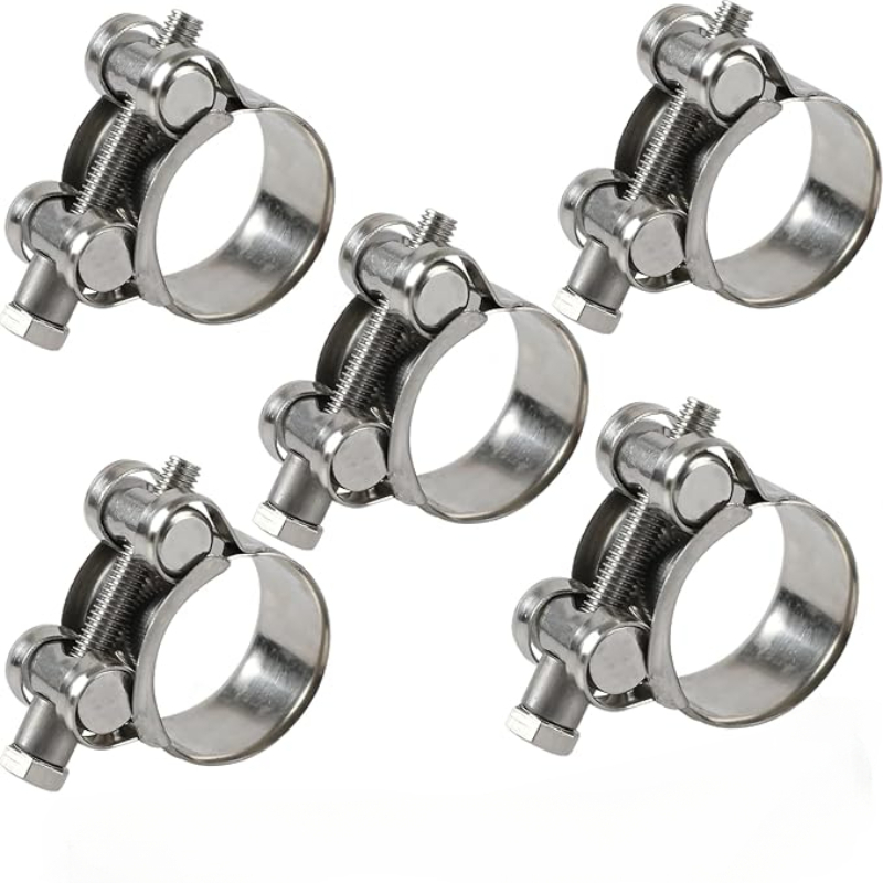 TEMU T- Hose Clamp, Outer Diameter Range 20-22mm, 304 Stainless Steel Pipe Clamp, Adjustable Heavy-duty Pipe Clamp (pack Of 5)