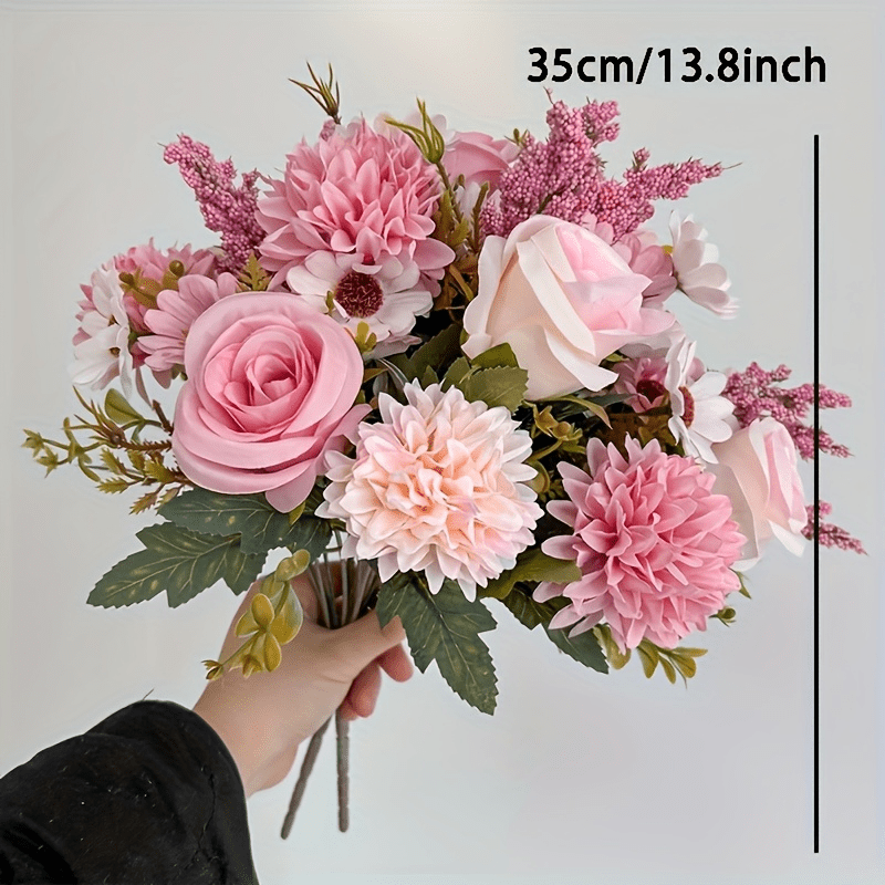 TEMU 2 de Rosas Artificiales Falsas, Ramo de Simulación de Otoño, Muy Adecuado para Decoración del Hogar, , Oficina, Cafetería, Bar, Decoraciones de