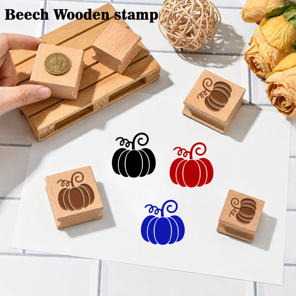 Beautiful Easy Vine Pumpkin Wooden Rubber Stamp