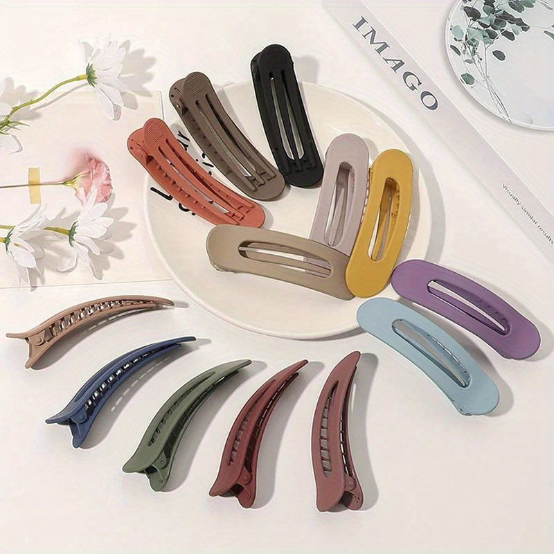 3pcs Ladies' Elegant Matte Large Hair Clip- Acrylic Anti-Slip Toothed Hairpin, Easy And Elegant Rectangular Hairpin, Stable And Fixed, Solid-Color Headpiece, Suitable for Daily And Formal Looks, Cute Hair Accessory, Smooth Surface