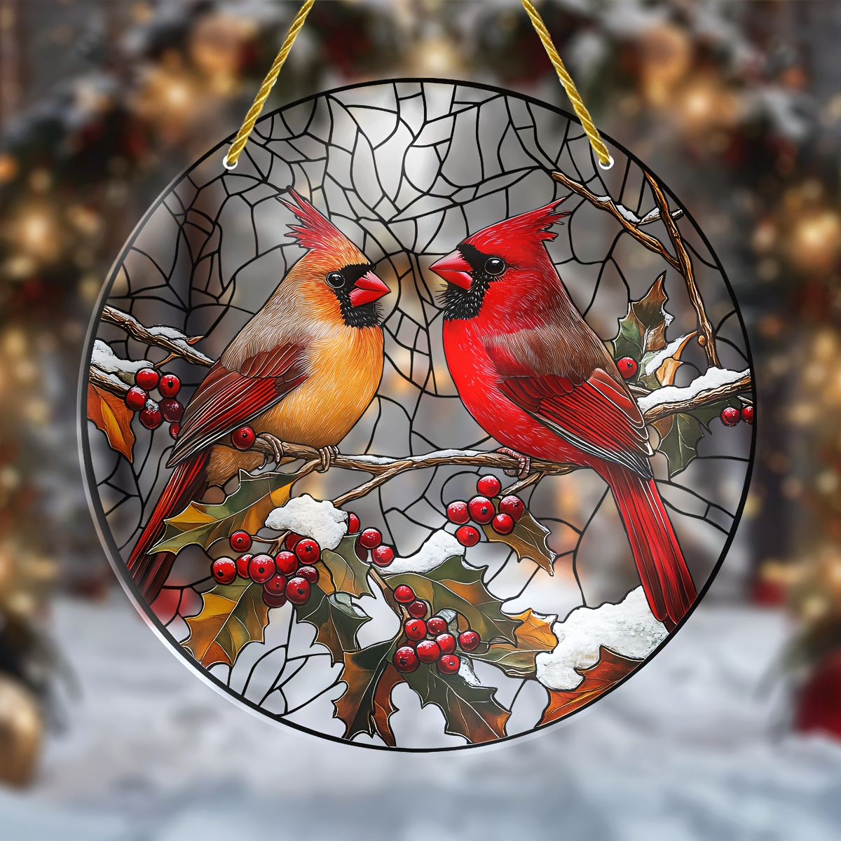 

Christmas Birds Garden Suncatcher - Acrylic Male & Female Decoration, Winter Window & Wall Decor, Ideal Gift For Bird Enthusiasts, Home, Porch, Room - Christmas & Housewarming Present