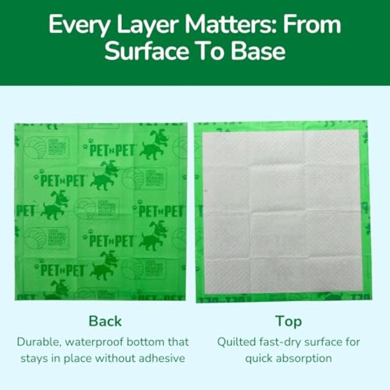 50 Counts Training Pad for Dogs 48% USDA Certified Plant Based Dog Pad Unscented Puppy Pee Pads Leak-Proof Pee Pads for Dogs