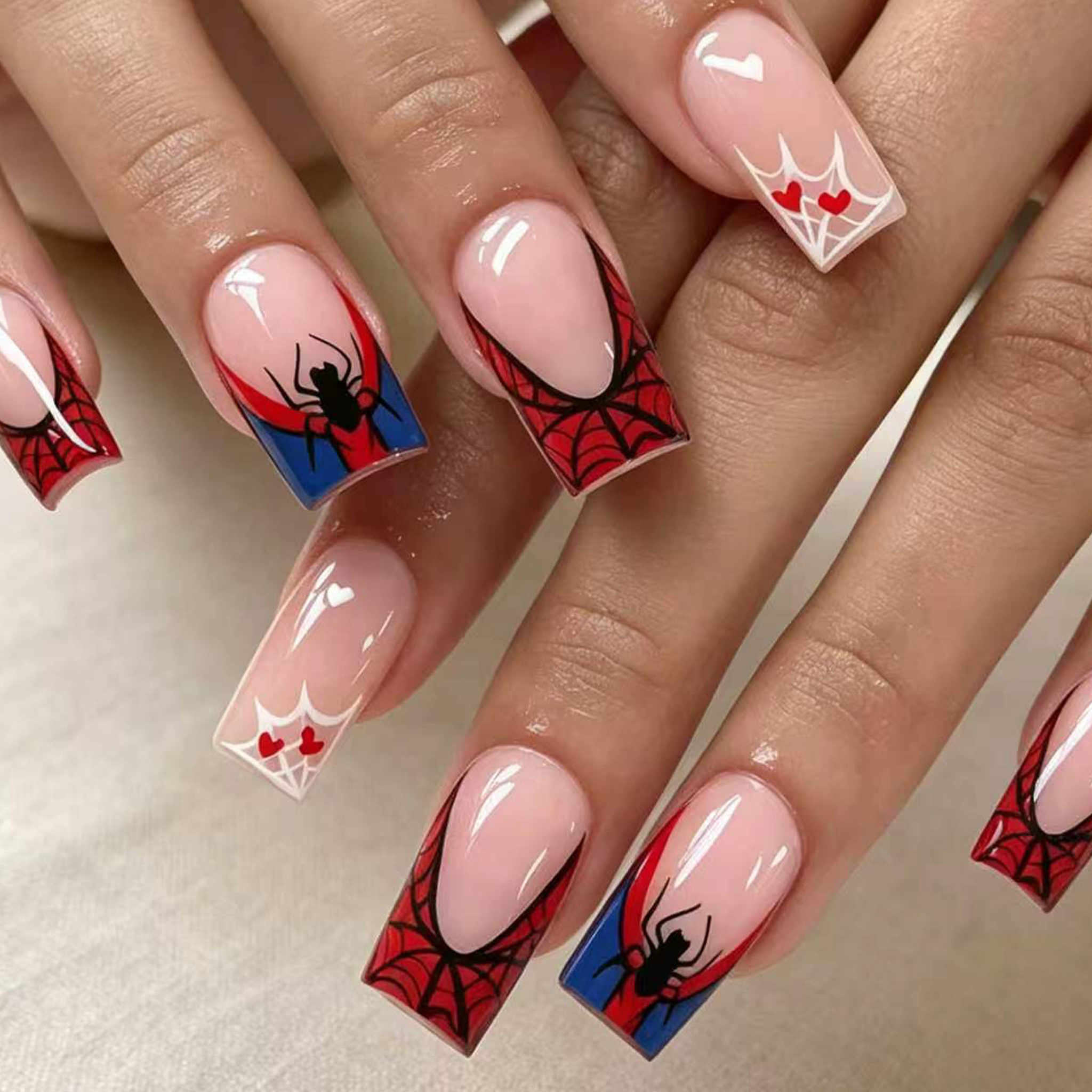 TEMU 24pz Unghie Finte a Pressione "Show Your Beauty" Adatte per Halloween, e con , Unghie Finte Lucide Adatte per Donne, di Lunghezza Media,