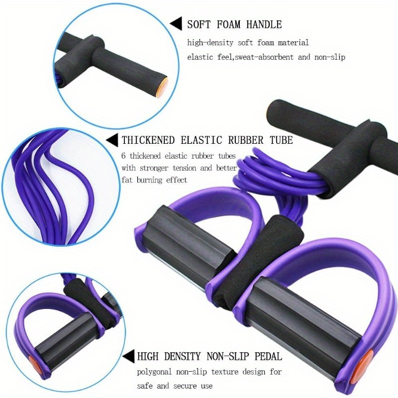Six-Tube Upgraded High-Tension Resistance Band - Ergonomic Design, Durable Purple Resistance Band, Suitable for Home Gyms, Cardio Workouts, Strength Training, Exercise Accessories, Stylish Fitness Equipment, Comfortable Grip, Winter Home Fitness