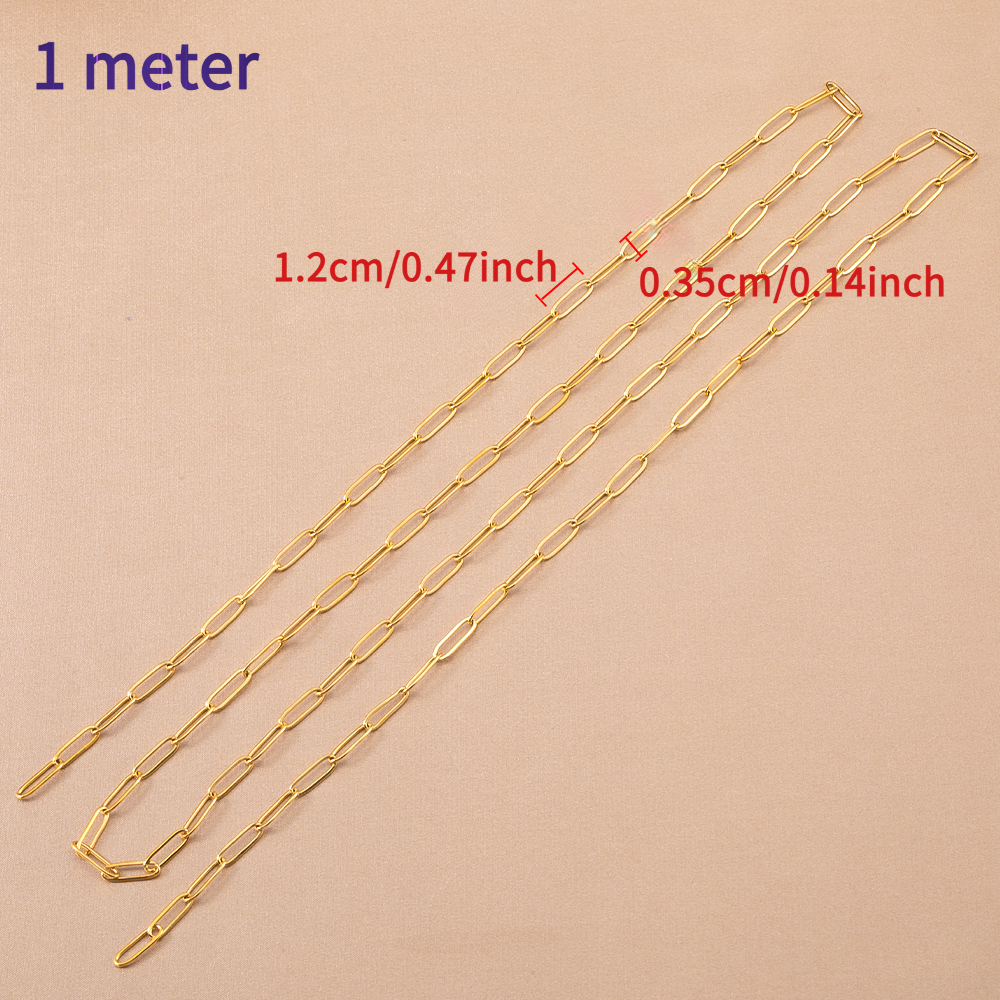 1M Stainless Steel Chain with 18K Golden Plating for DIY
