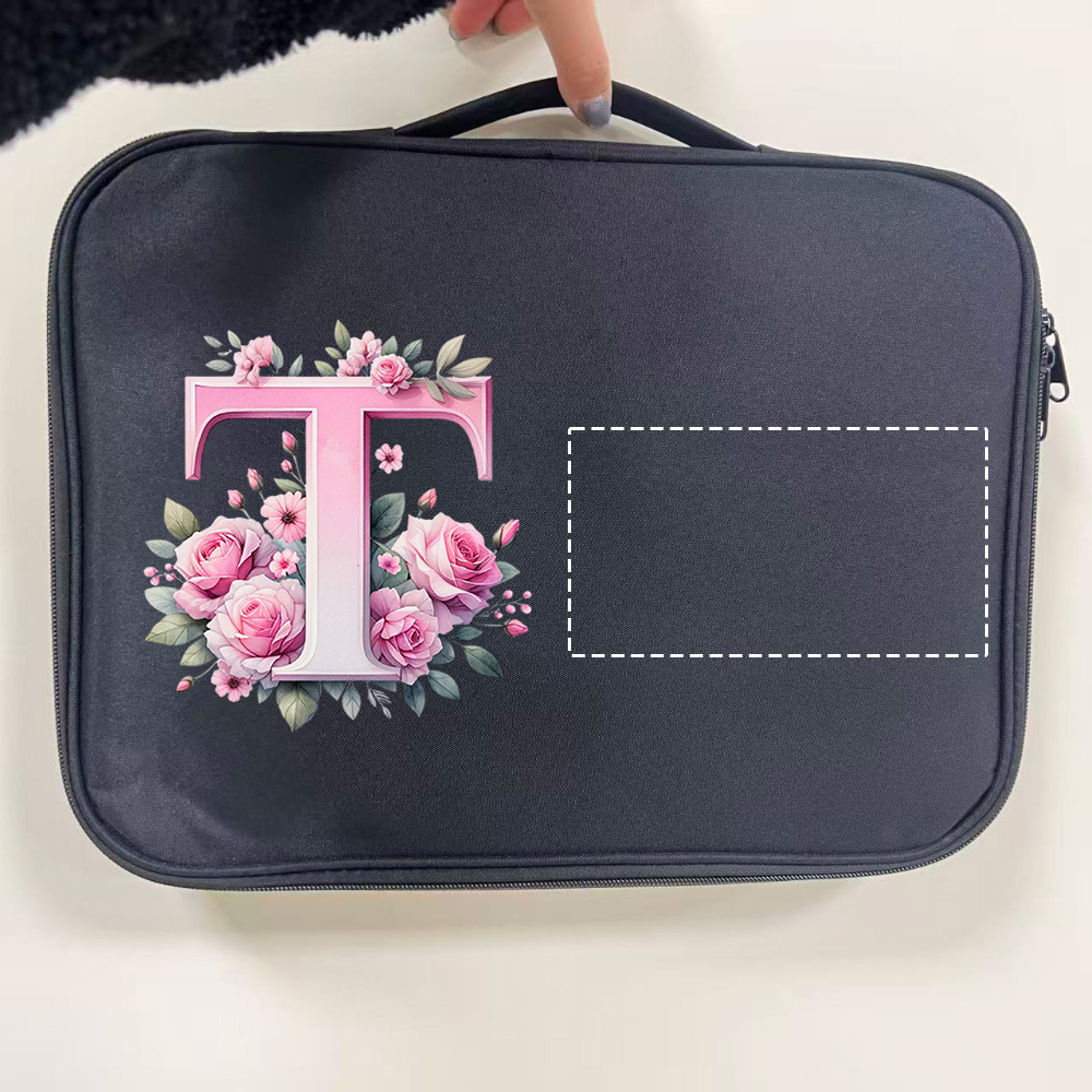 Custom Floral Initial Laptop Tote Bag with Monogram