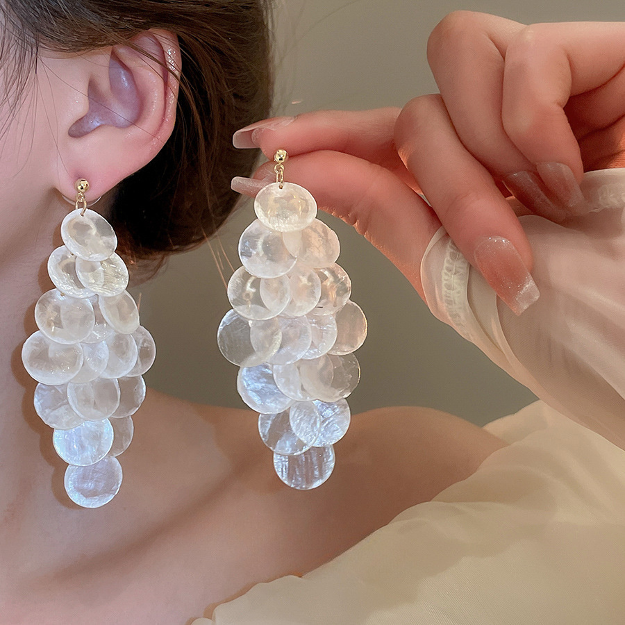 TEMU 1 Paire de Boucles d'Oreilles Rondes à Franges d'Été Style Vacances