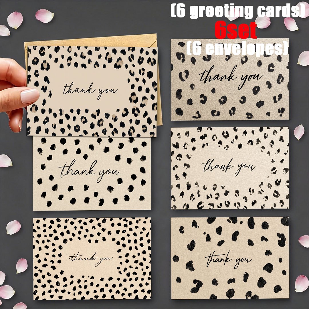 TEMU 6-set/12-set Leopard Print Greeting Cards + Envelope Set | Blank Inner Pages | Suitable For Holidays, Parties, And Event Invitations | A Top For