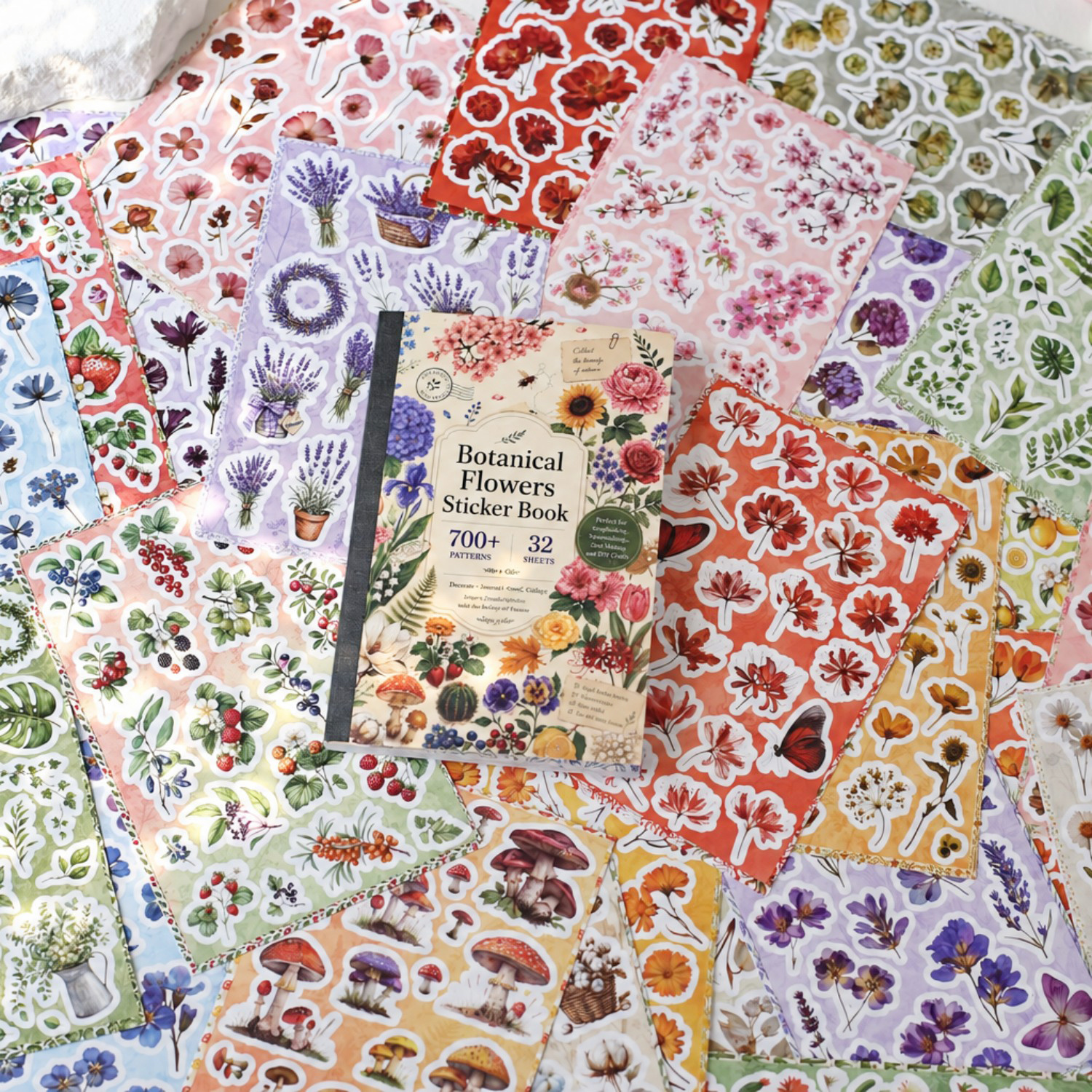 TEMU 700+ Adesivi di Fiori, 32 Fogli con 32 di Fiori, Adesivi Botanici Vintage per Scrapbooking, Junk Journals, Planner, Journaling, Artigianato e