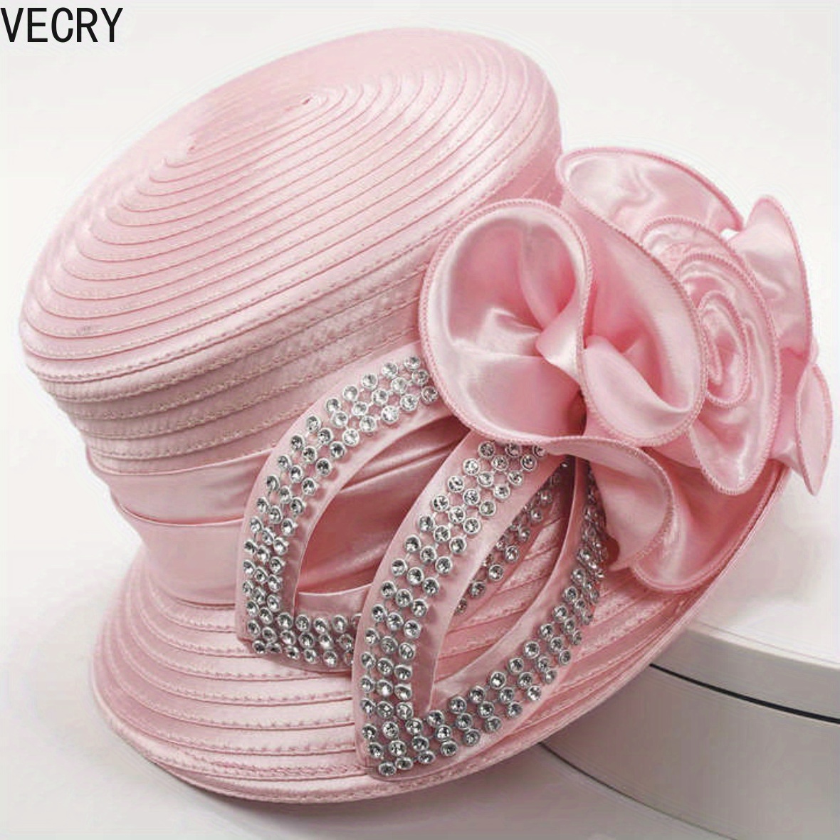 Adjustable Satin Fascinator Hat for Church Wedding Tea Party Derby Events VECRY Womens Church Baptism Wedding Hat Tea Party Derby  main image 2
