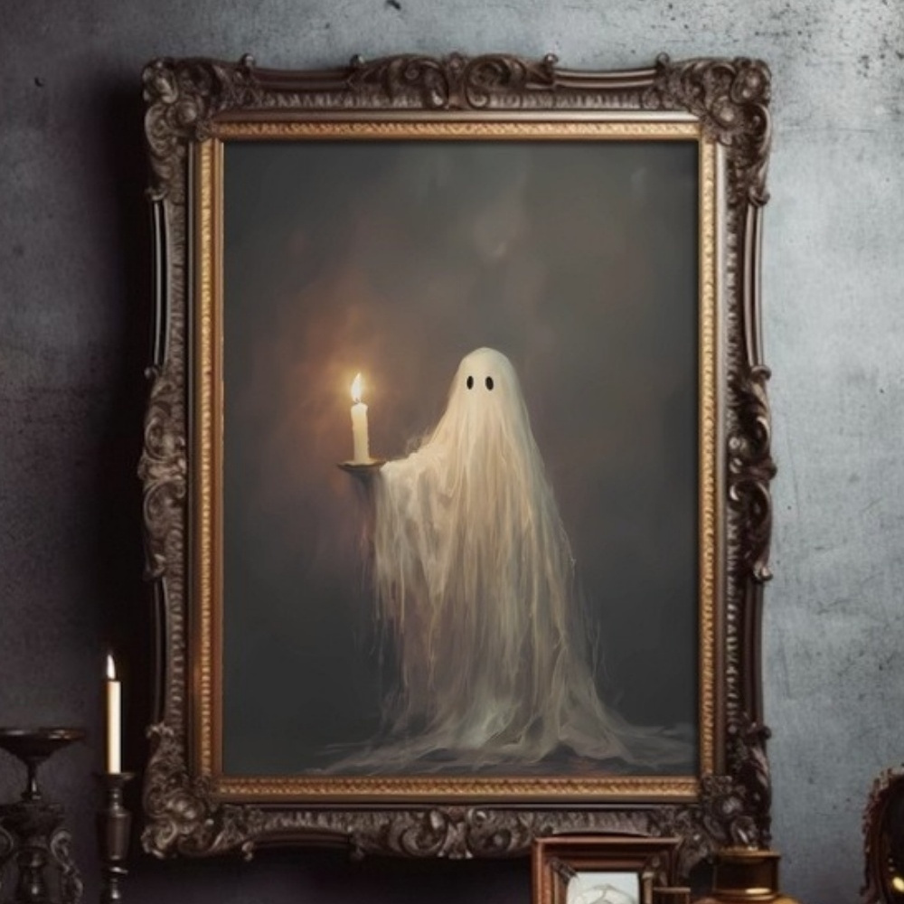 Image of 2d Flat, 2d Flat, 1pc Decor Candle Canvas Poster, Unframed Horror Halloween Night Wall Art, Room Balcony Party Decoration 11.81x15.75 Inches