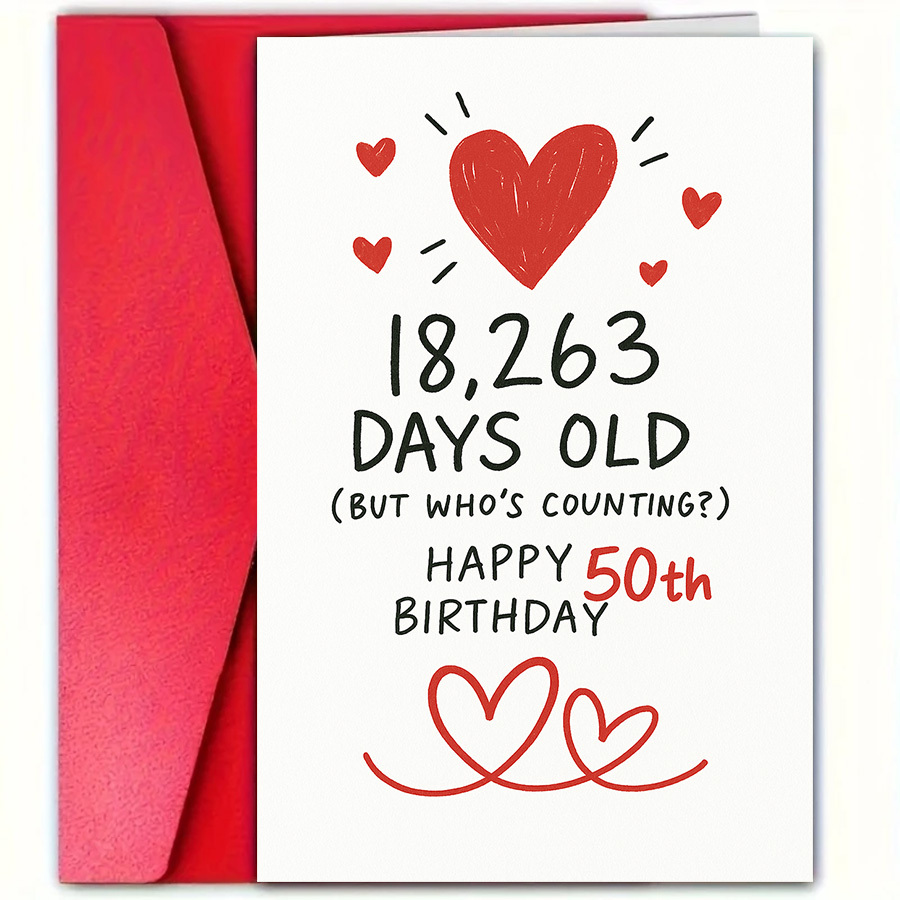 TEMU -shaped 50th Birthday Card โ Commemorating The 50th Anniversary Milestone, 50th Anniversary Gift For Spouses, Family, โ 50th Birthday Party Card