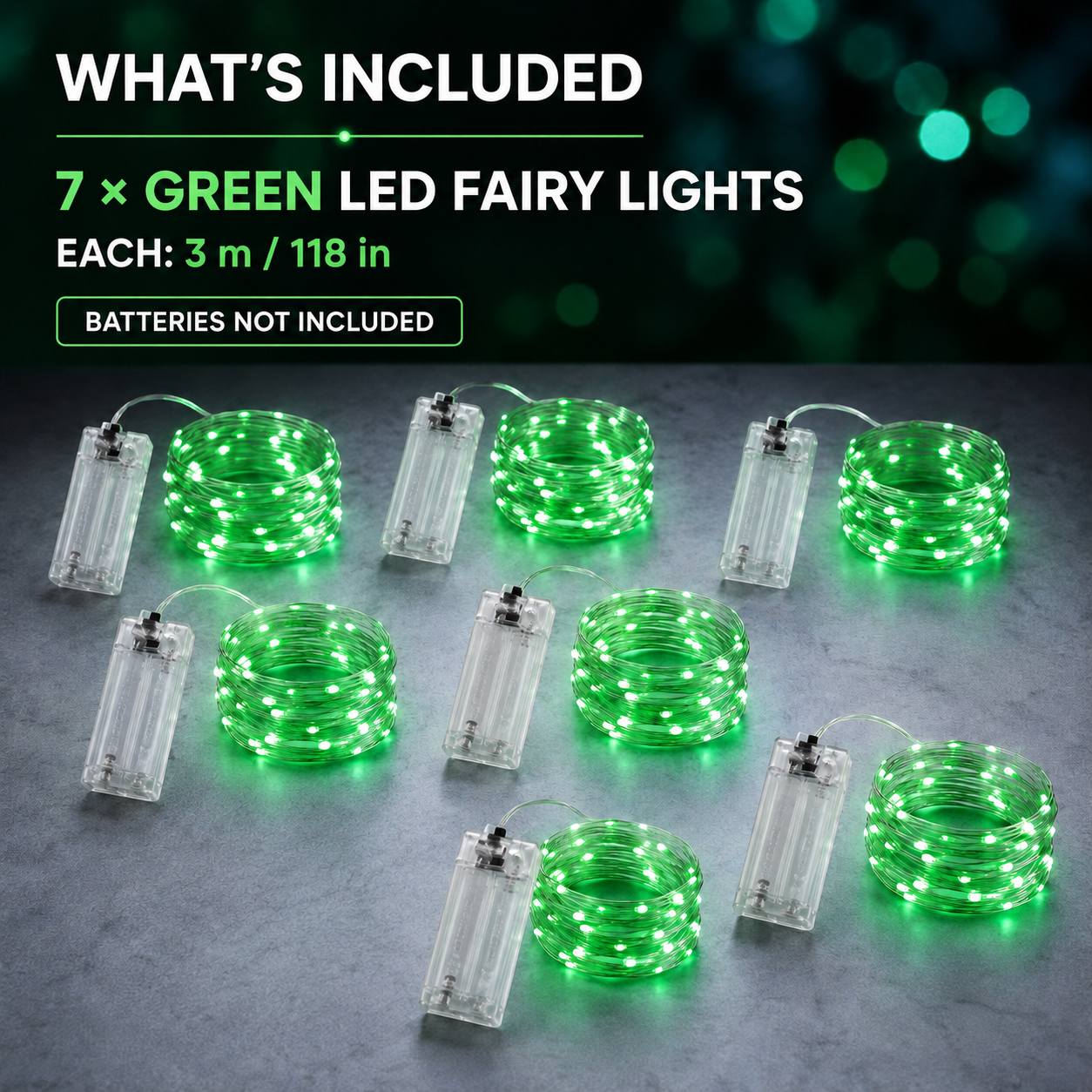 TEMU 7 Led Fairy String Lights, 3 M/118 Inch Each, Battery Operated Flexible Wire Mini Lights For Christmas, Halloween, 's Day, Adult Birthdays And