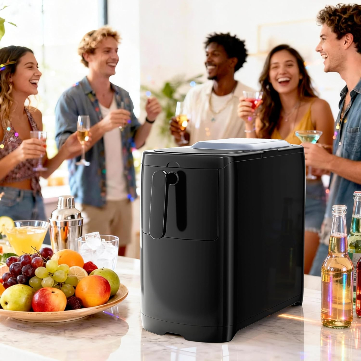TEMU Countertop Ice Maker 18lbs/day, Ice In 8 Mins, Self-cleaning , Pull-out Ice Basket, For Home/kitchen/camping/office