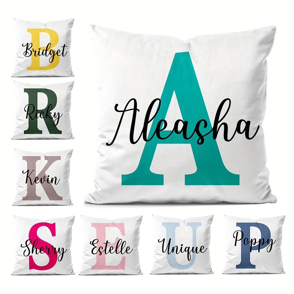 TEMU A Personalized Letter Name Pillowcase - Customized Decorative Cushion Cover, Suitable For Christmas, Halloween, And Thanksgiving Home, Bedroom,