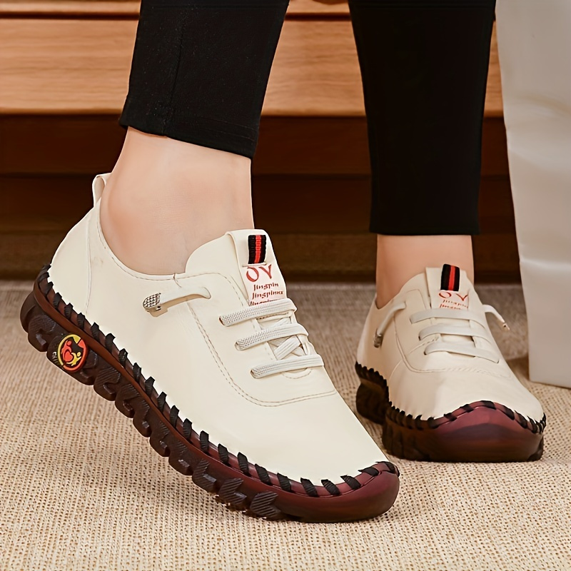 

Women's Casual Oxfords - Breathable Microfiber Upper, Pvc Sole, Fabric Insole, Solid Color, Lace-up Closure, Plain Toe, Non-slip, Lightweight, Handmade Shoes For Fall Season