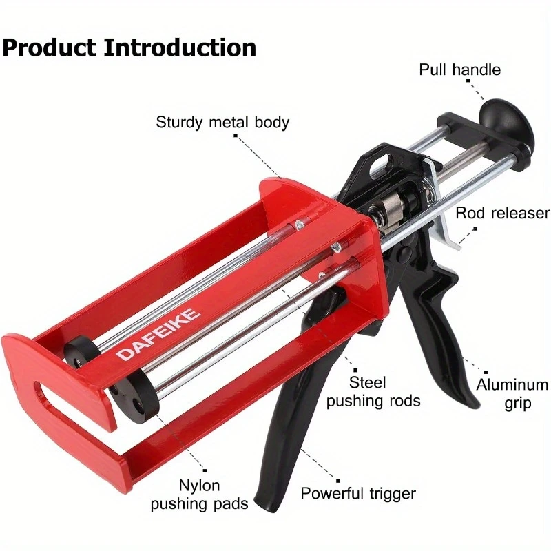 epoxy gun dual component caulking gun manual double cartridge caulk gun panel applicator for 200ml 6 75fl oz mix ratio 1 1 and 2 1 e g 08115 08116 red details 3