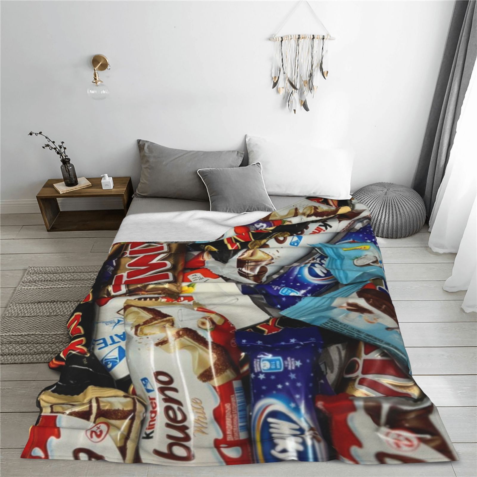 

1pc Contemporary Chocolate-themed Flannel Fleece Blanket, Soft Polyester Throw For Bed, Sofa, And Office - Thick Knitted Farmhouse Style For All - Versatile For Camping And Home Decor - , 250-300gsm