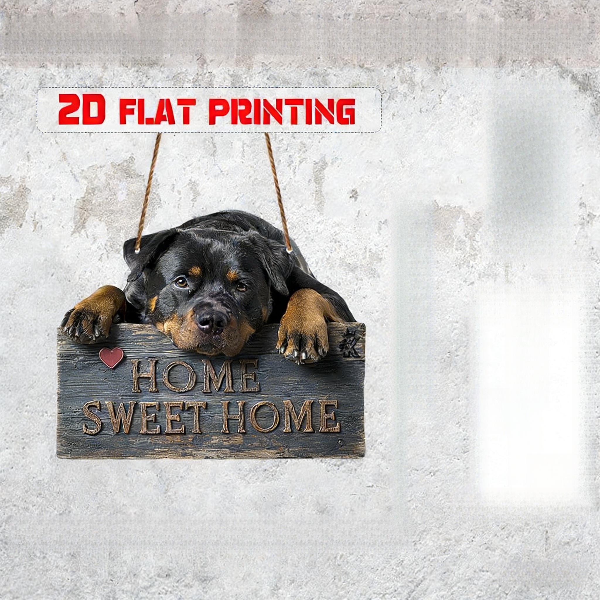 TEMU 2d Flat Printing, 1pc Rottweiler Lovers' Home Decor Sign, Wooden Wall Art, Featuring Brown Rottweiler Design, Durable For Outdoor/indoor