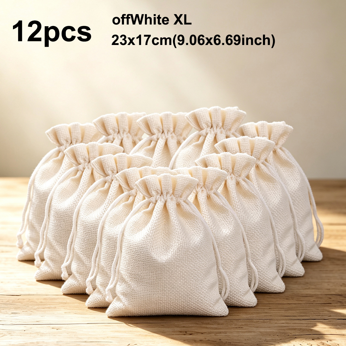 TEMU 12pcs Drawstring Bag Packs, Extra-large Linen Drawstring Pouches - Ideal For Weddings, Birthdays, Parties, Reusable, Storage For Daily Items,