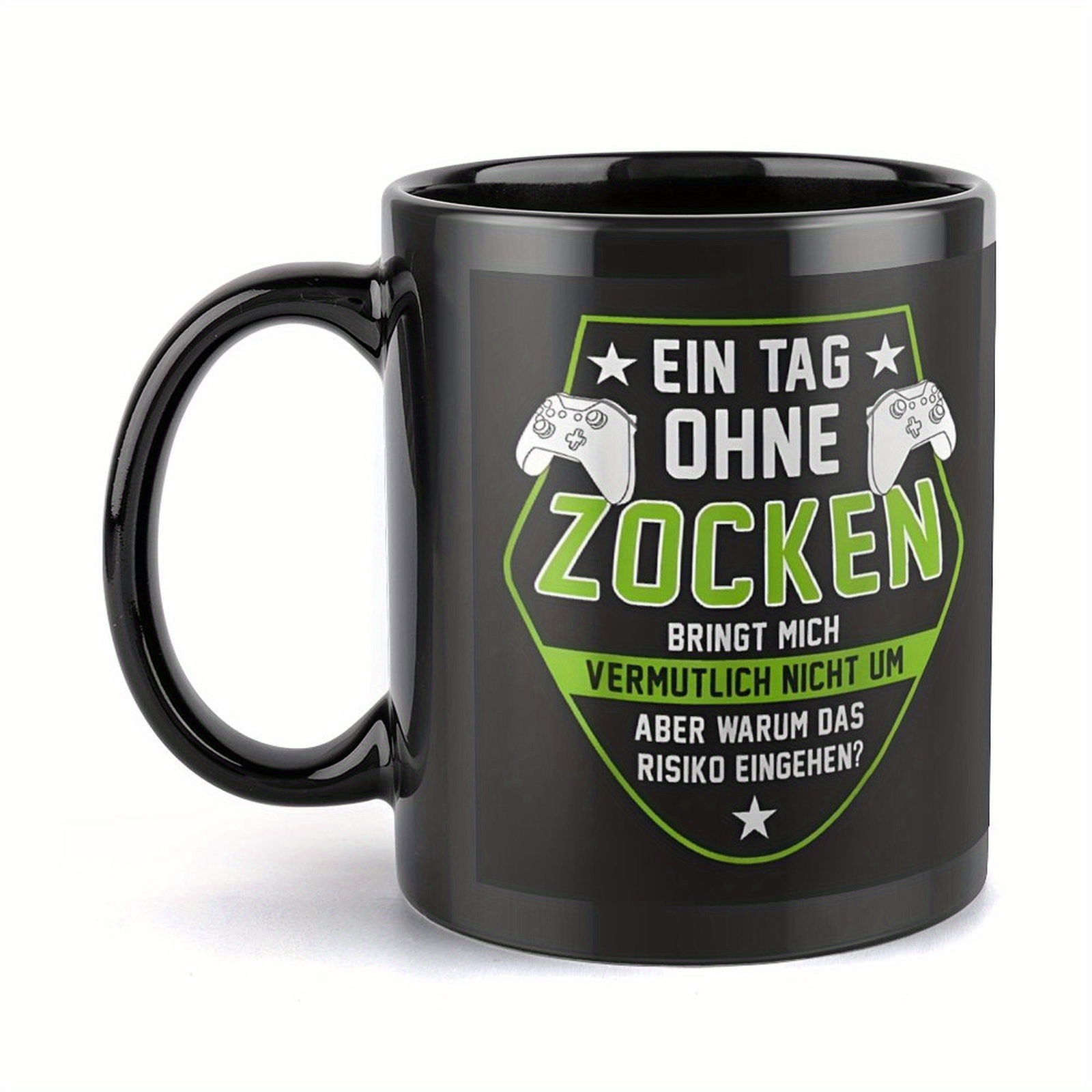 1pc 11oz Ceramic Coffee Mug - "ein Tag Ohne Zocken" Gaming Theme Cup For , Office Desk Decor, Birthday Gift Idea