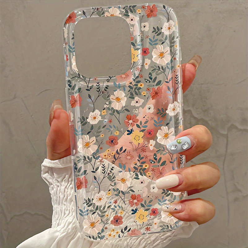 

1pc Coque de Téléphone Mobile en TPU Transparent avec Motif Floral et Complet Adaptée pour iPhone16 15 14 11 xr