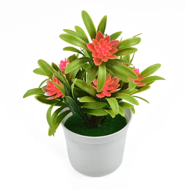 Red Artificial Fake Lotus Flower Potted Plant Bonsai Faux Plants Flowers Wedding Home Party Decor, Decorations