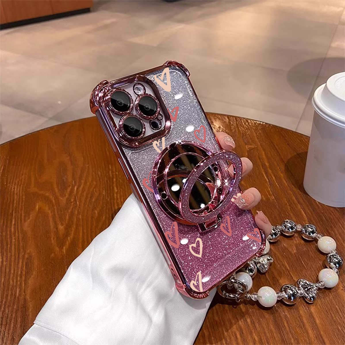 full screen   heart suitable for iphone16 lens full case 16plus anti fall 15  magnetic suction bracket 14 lanyard 12 glitter 13 11 set suitable for   16  mobile phone   14  high end female