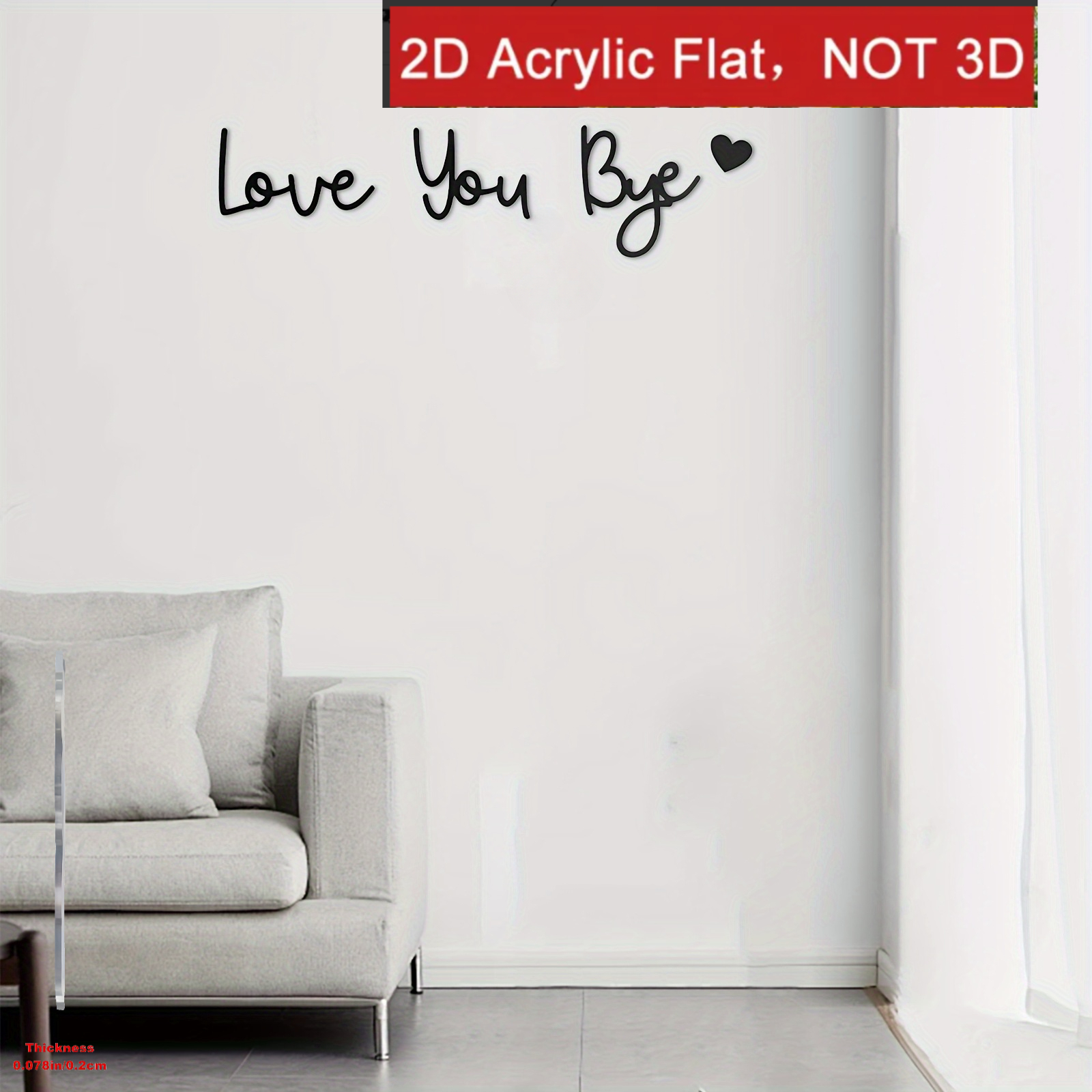TEMU 2d Flat, 2d Flat 4pcs Set, "love You Goodbye" Heart Door Topper - Modern Acrylic Entryway Decor With "love You. Goodbye" Letter Heart, Perfect