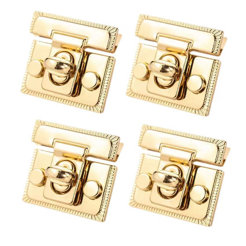 E-shop 2/4 Stück Quadratische Drehverschlüsse mit T-Stangen - Hellgoldene Oberfläche für DIY- Geschenkboxen - Metall-Drehverschlüsse für Handtaschen