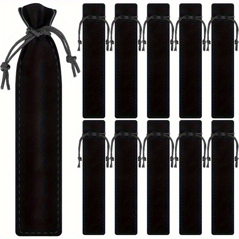 Set Of 50 Velvet Pen Pouches Featuring A Drawstring - Ideal For Holding Pens And Pencils (in Black Color)