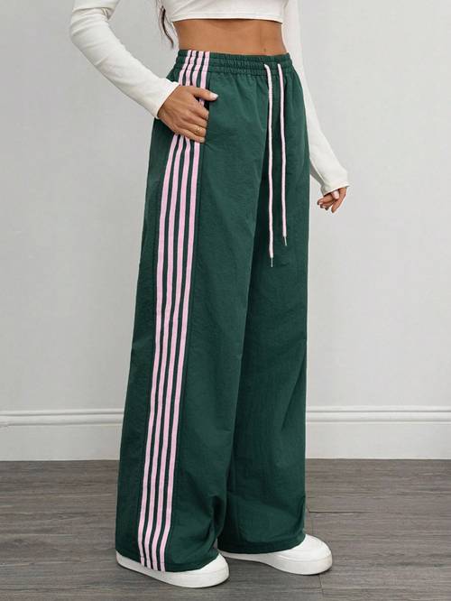 reading week clothing back to season 1pc 2025 autumn winter new casual athletic fashion comfortable beautiful contrast waist drawstring womens long pants suitable for holiday gifts womens clothing