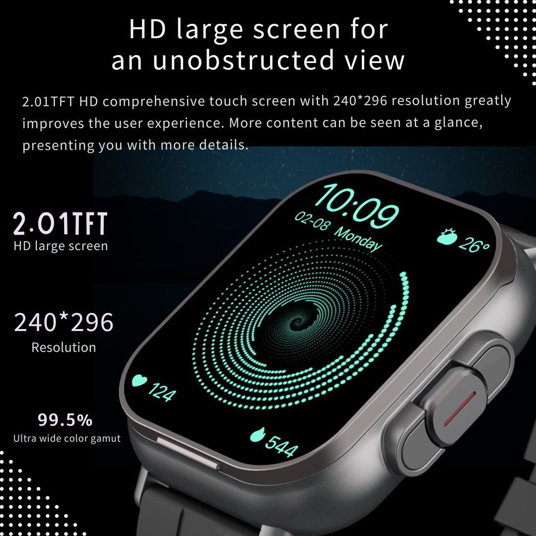 smart watch with built in earbuds 2 01 tft display 240p resolution non waterproof rechargeable lithium polymer battery wireless 5 3 compatible with iphone   fitness   with alarm nfc battery powered 240mah d8 details 5