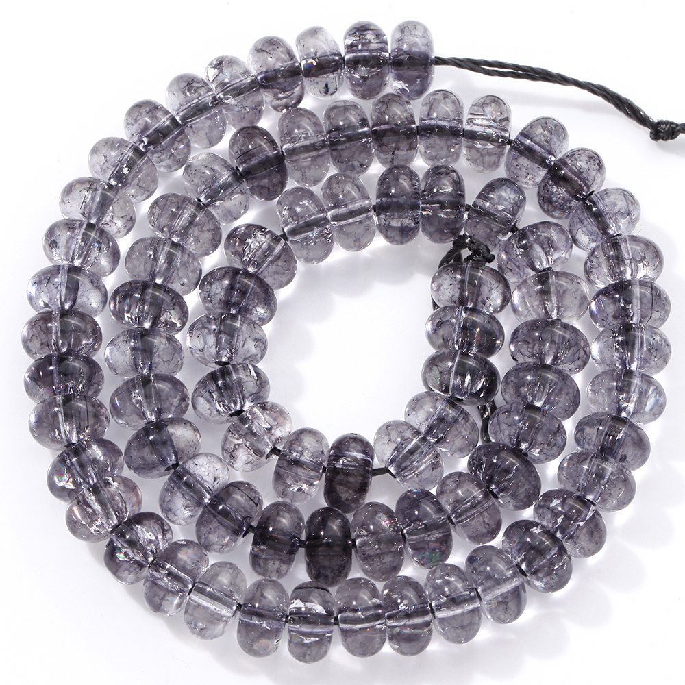 TEMU 5X8Mm 77-82pcs Perles Rondelles en Quartz Noir Gris, Perles d'Espacement Libres pour la Fabrication de Bijoux, Bracelets et Accessoires
