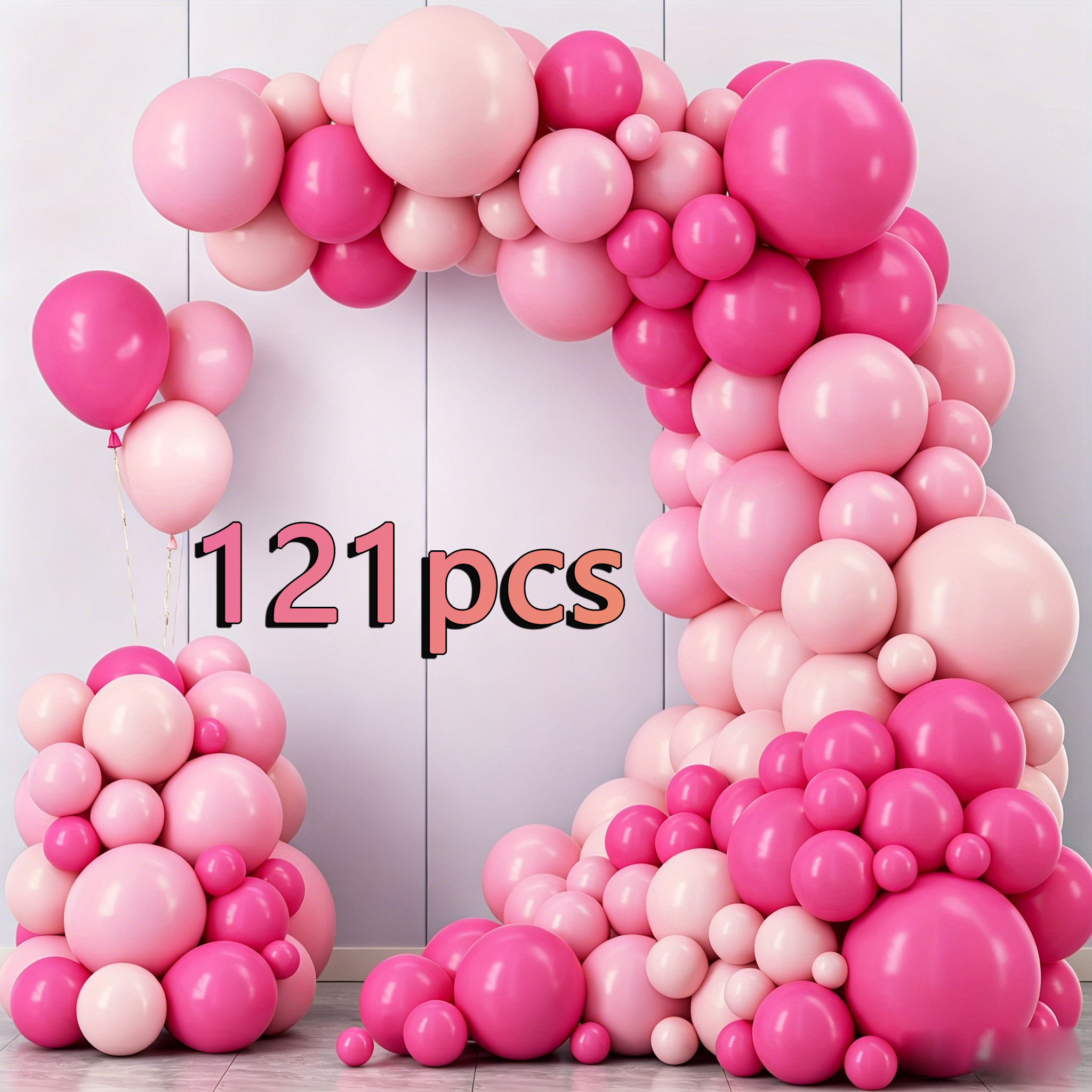 TEMU Kit de guirlande d' de ballons pêche 121 pièces, ballons en latex 18 pouces, ballon en latex pêche vif et rose pastel, pour fête d'anniversaire