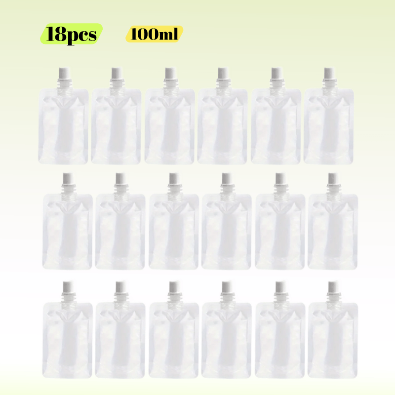 TEMU 18pcs Leakproof Spout Pouches, 3.38oz 6.76oz 10.14oz Sealed Liquid Bags, Portable Storage For Travel And Home Use