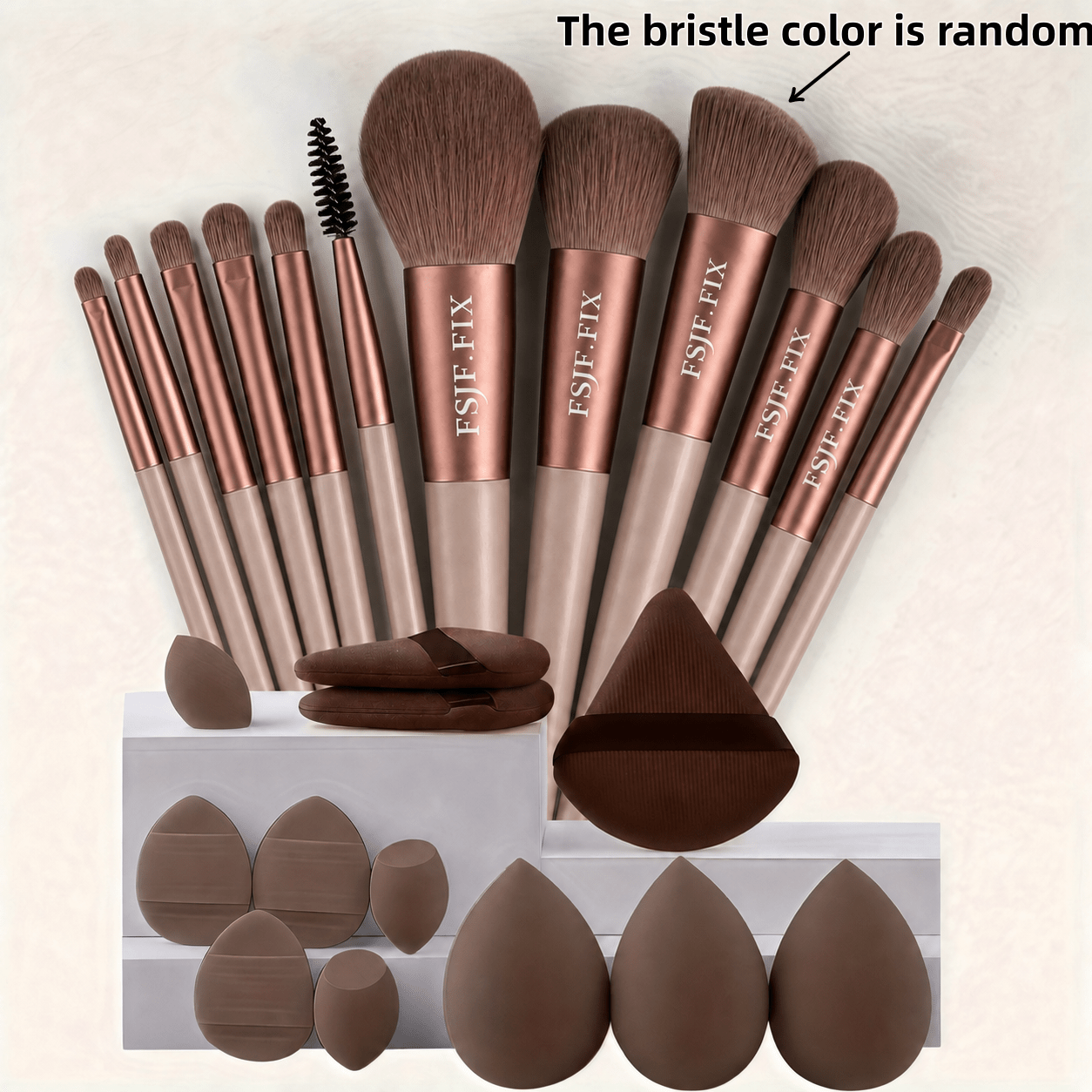 TEMU 24pcs Makeup Brush Set By Fsjf Fix, Including Eyeshadow Brush, Foundation Brush, Bb Cream Brush, And Concealer Brush. This Is A Soft And