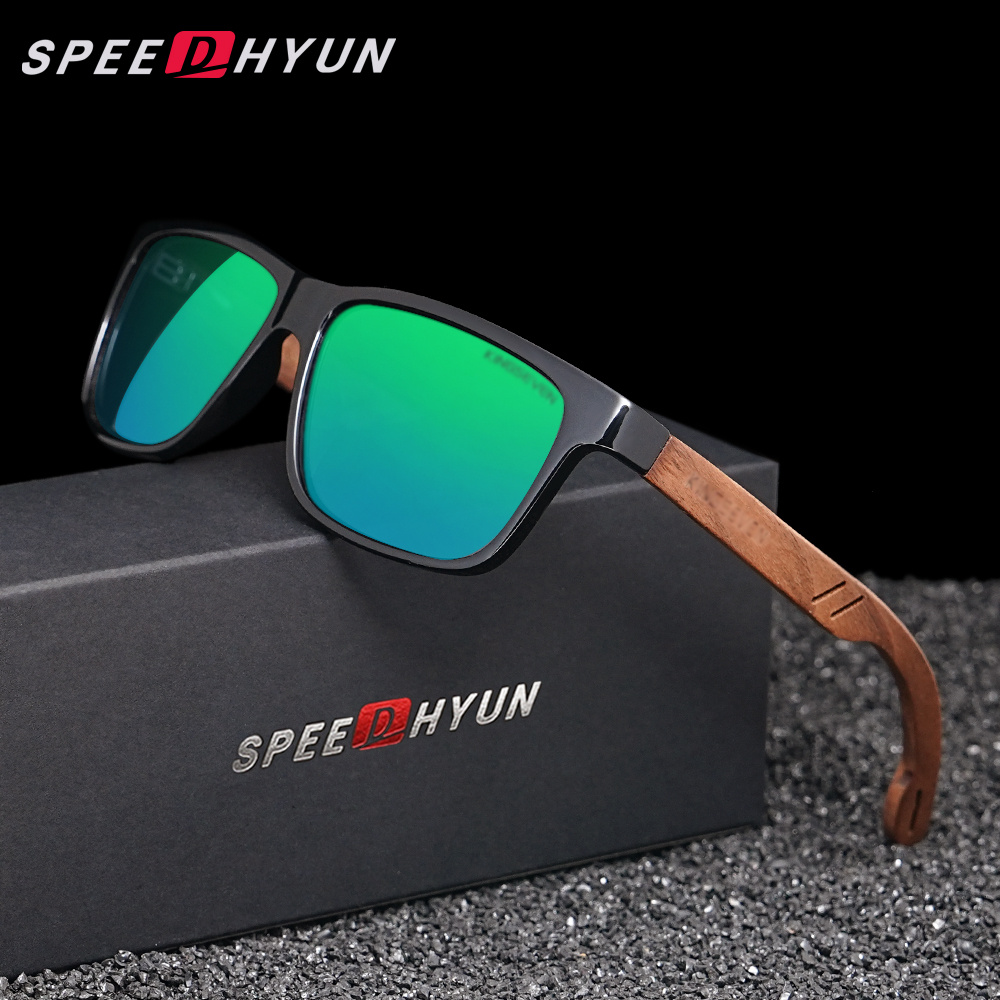 SPEEDHYUN Vintage Box Polarized Sunglasses Unisex