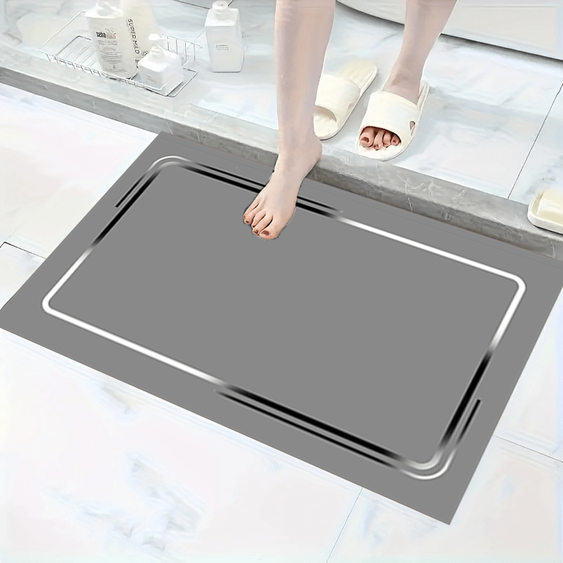1pc non slip diatomaceous earth mat rectangular anti slip rubber mat with black border 1000g m absorbent machine washable ideal for bathroom   bathroom mat rectangular mat durable mat bathroom floor mat Product details 0