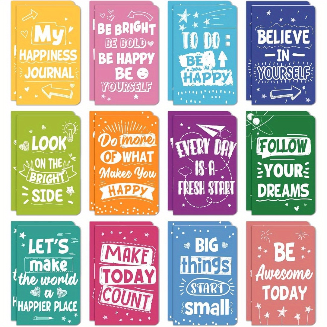 TEMU 12pcs Mini Colorful Notebooks, Funny Motivational Journals Notepads Inspirational Notepads Small Pocket Notebook For Teacher School Office Gift