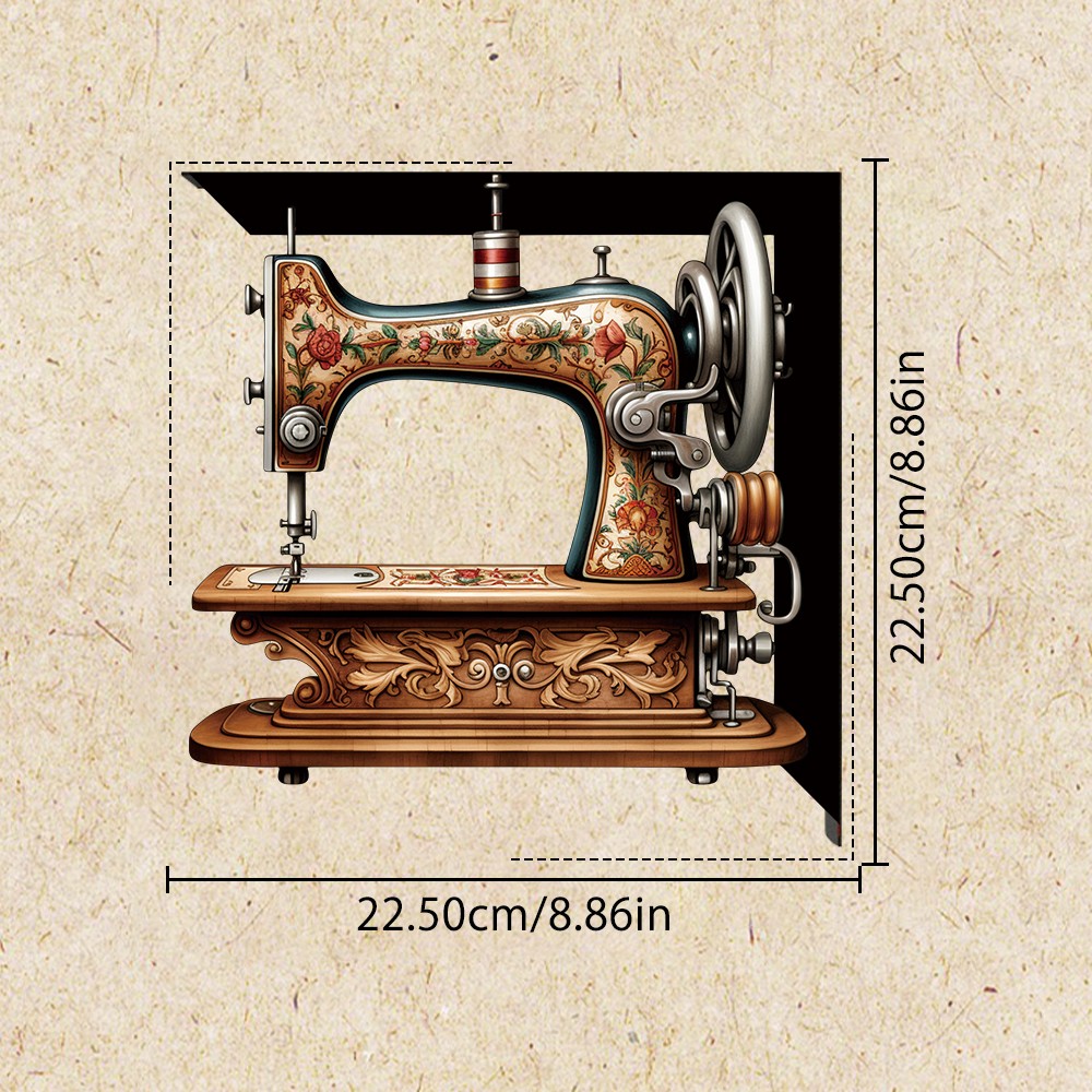 TEMU 2pcs Vintage Sewing Machine Decorative Shelf Brackets, L-shape Metal Floating Shelf Support, Retro Floral Sewing-pattern Wall Mount Bracket For